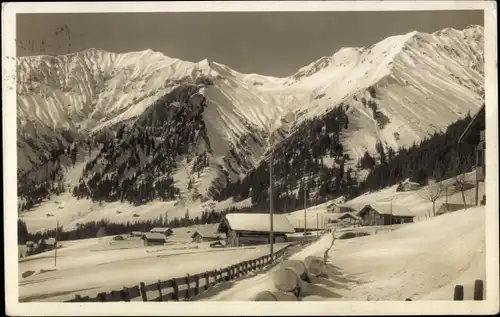 Ak Adelboden Kanton Bern Schweiz, Stiegelschwand mit Albristhorn und Gsür im Schnee