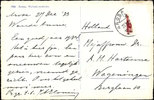 Ak Arosa Kanton Graubünden Schweiz, Weißhornhütte