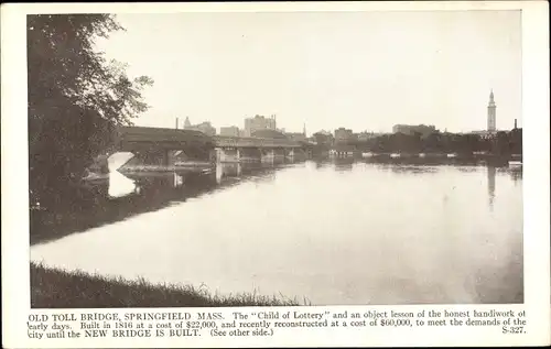 Ak Springfield Massachusetts USA, alte Mautbrücke