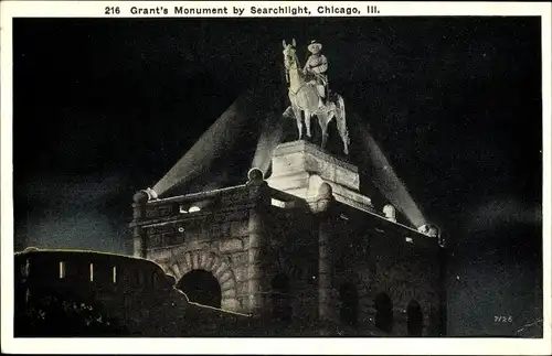 Ak Chicago Illinois USA, Grants Monument von Searchlight