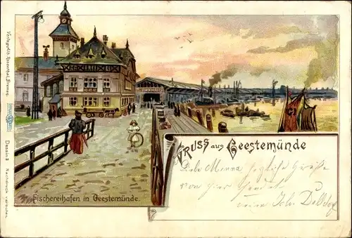 Litho Geestemünde Bremerhaven, Fischereihafen, Packhalle