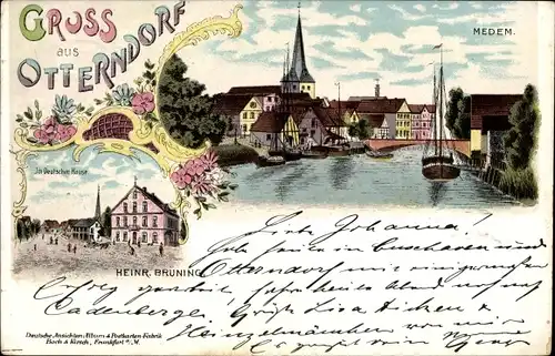 Litho Otterndorf an der Niederelbe, Medem, Gasthaus Im Deutschen Hause