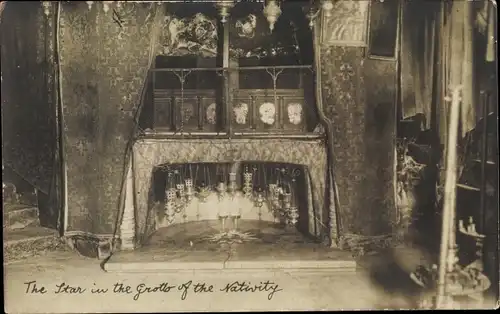 Ak Bethlehem Palästina, Der Stern in der Geburtsgrotte