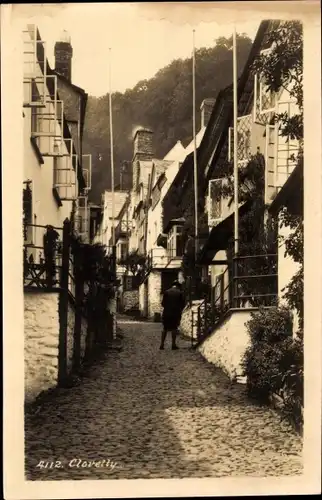 Ak Clovelly Devon England, Straßenpartie