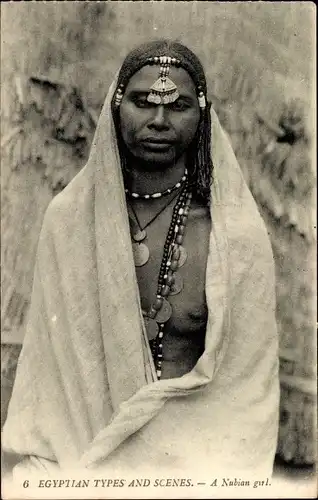 Ak Scenes et Types d'Egypte, Nubian Girl, barbusig