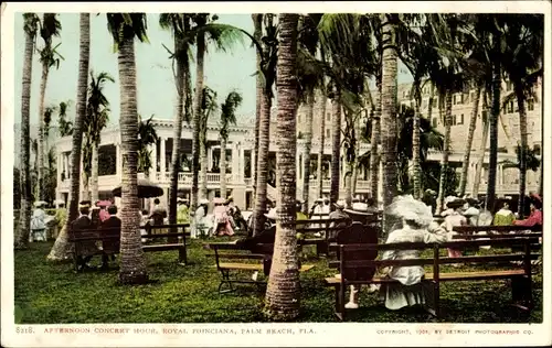 Ak Palm Beach Florida USA, afternoon concert hour, Royal Poinciana