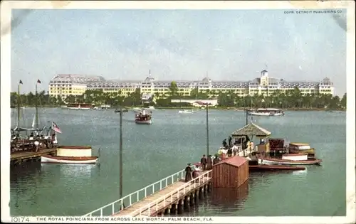 Ak Palm Beach Florida USA, the Royal Poinciana from across Lake Worth