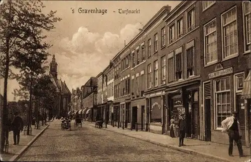 Ak 's Gravenhage Den Haag Südholland, Turfmarkt met Kerk