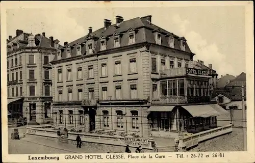 Ak Luxemburg, Grand Hotel Clesse, Place de la Gare