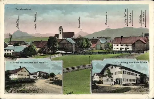 Ak Lengenwang bei Füssen in Schwaben, Pfarrhof, Gasthaus zum Adler, Handlung von Alois Stöckle