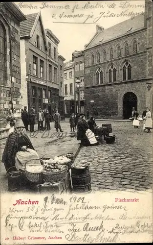 Ak Aachen in Nordrhein Westfalen, Fischmarkt, Händlerinnen