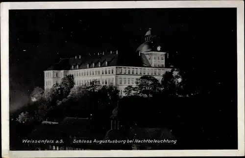 Ak Weißenfels in Sachsen Anhalt, Schloss Augustusburg bei Nachtbeleuchtung