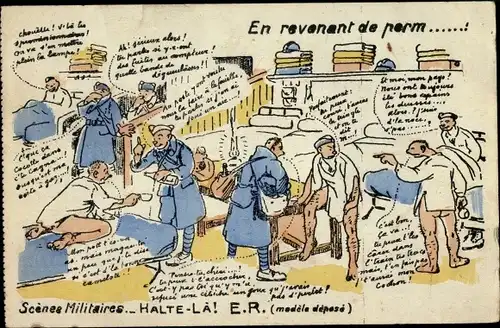 Ak Militärszenen, Rückkehr aus Perm, Halte La