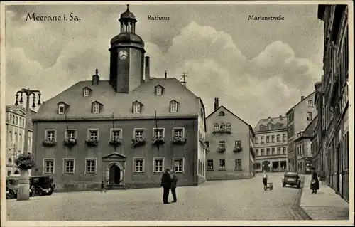 Ak Meerane in Sachsen, Rathaus, Marienstraße