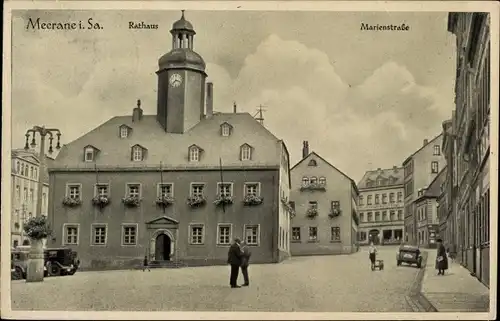 Ak Meerane in Sachsen, Rathaus, Marienstraße