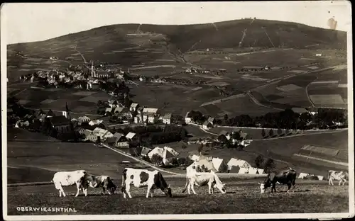 Ak Oberwiesenthal im Erzgebirge, Blick auf Unter und Böhmisch Wiesental