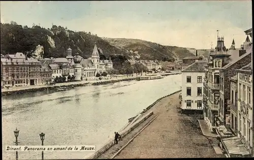 Ak Dinant Wallonien Namur, Panorama en amont de la Meuse
