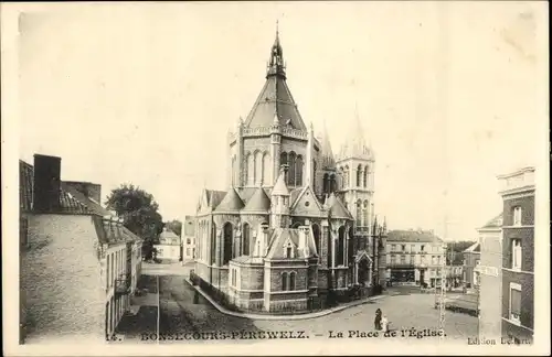 Ak Bon Secours Bonsecours Péruwelz Hennegau, Place de l´Eglise