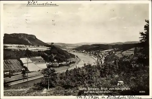 Ak Königstein an der Elbe Sächsische Schweiz, Blick auf den Lilienstein