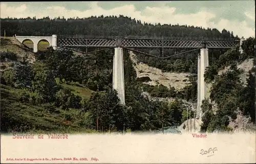 Ak Vallorbe Kanton Waadt, Viaduc, Eisenbahnbrücke