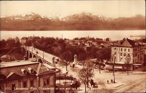 Ak Belmont sur Lausanne Kt. Waadt Schweiz, Pont Chauderon et vue sur les Alpes de Savoie