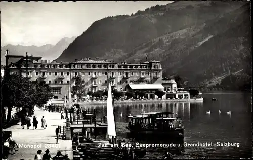 Ak Zell am See in Salzburg, Seepromenade, Grand Hotel Salzburg