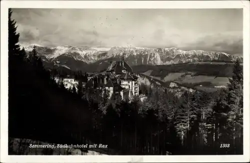 Ak Semmering in Niederösterreich, Südbahnhotel, Panorama, Rax