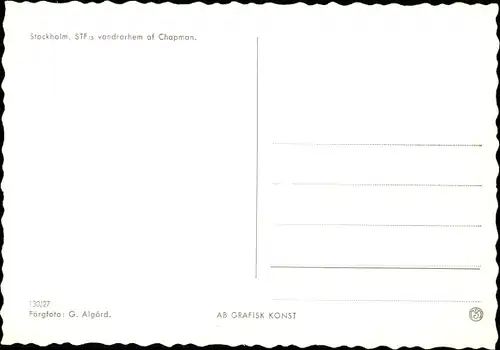 Ak Stockholm Schweden, STF vandrarhem af Chapman, Segelschiff