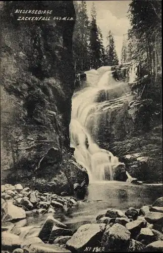 Ak Szklarska Poręba Schreiberhau Riesengebirge Schlesien, Zackelklamm, Zackelfall