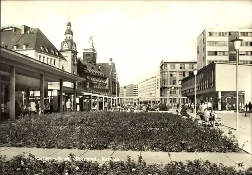 Ak Karl Marx Stadt Chemnitz in Sachsen, Rosenhof, Rathaus, Passanten