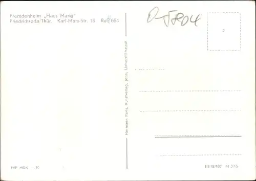 Ak Friedrichroda im Thüringer Wald, Fremdenheim Haus Maria, Außenansicht, Autos