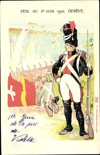 Künstler Ak Genève Genf Stadt, Fête du 1er Juin 1901