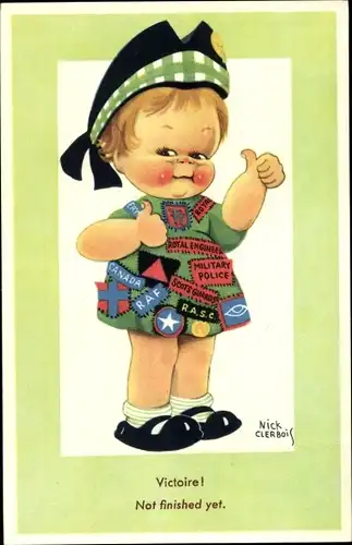 Künstler Ak Clerbois, Nick, britische Propaganda, RAF, RASC, Militäry Police, Royal Engineer