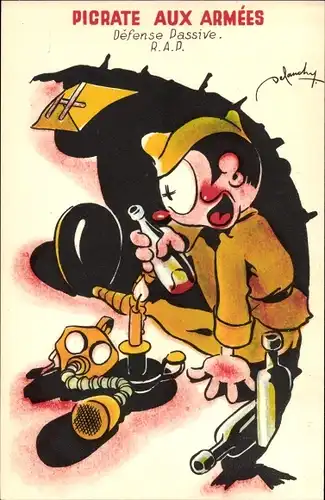 Künstler Ak Picrate zu den Armeen, Passive Verteidigung