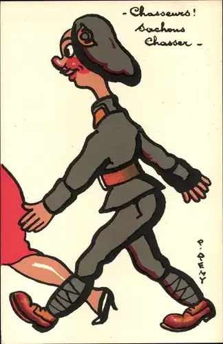 Künstler Ak Remy, P., Verliebter Mann folgt einer Frau