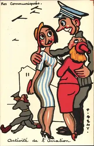 Künstler Ak Remy, Soldat mit zwei Frauen im Arm