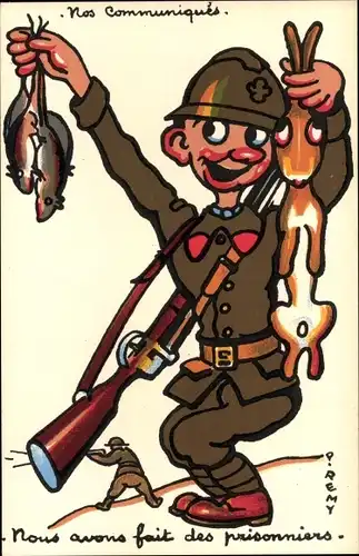 Künstler Ak Remy, Soldat mit gefangenen Tieren