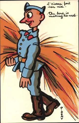 Künstler Ak Remy, Soldat mit Strohbündel