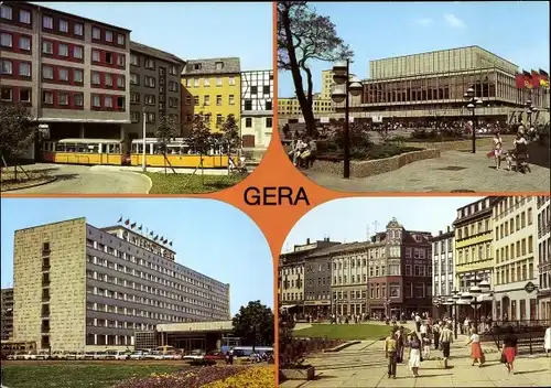 Ak Gera in Thüringen, Straßenbahndurchfahrt Johannisstraße, Haus der Kultur, Interhotel Gera