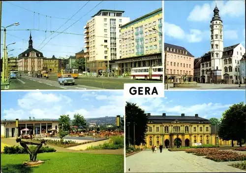 Ak Gera in Thüringen, Straße der Republik, Rathaus, Terrassencafé Osterstein, Orangerie