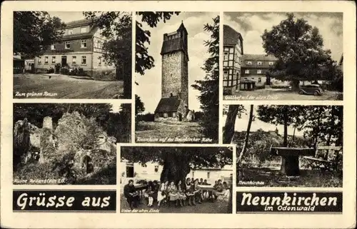 Ak Neunkirchen im Odenwald Modautal, Zum grünen Baum, Ruine Bodenstein, Gasthof