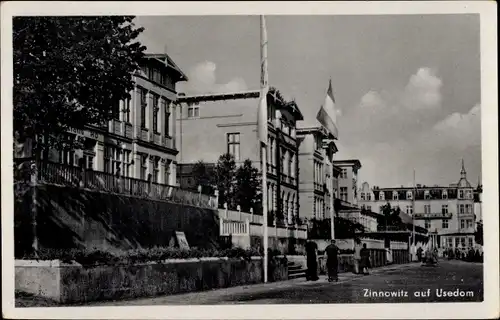 Ak Ostseebad Zinnowitz auf Usedom, Straßenpartie