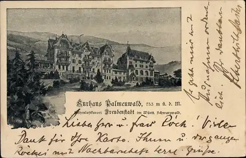 Ak Freudenstadt im Schwarzwald, Kurhaus Palmenwald