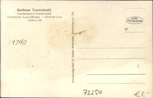 Ak Freudenstadt im Schwarzwald, Kurhaus Teuchelwald