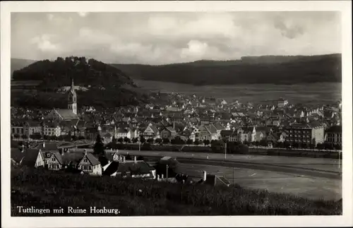 Ak Tuttlingen an der Donau Württemberg, Stadtpanorama mit Ruine Honburg