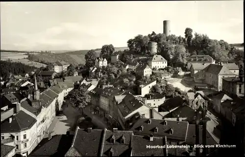 Ak Moorbad Lobenstein, Blick vom Kirchturm, Burg, Straße