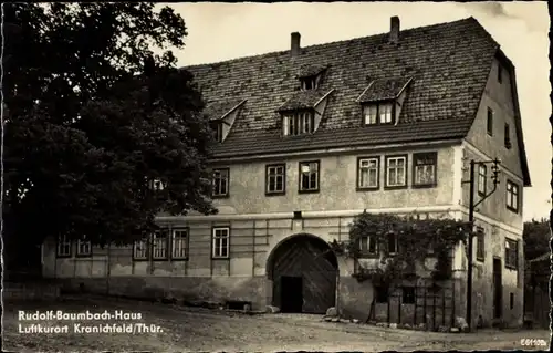 Ak Kranichfeld in Thüringen, Rudolf-Baumbach-Haus, Geburtsort Dichter der Lindenwirtin 23.09.1840