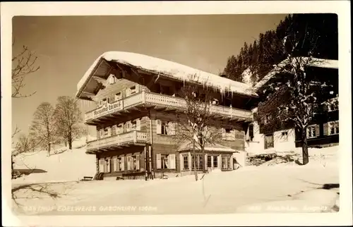 Ak Gaschurn in Vorarlberg, Gasthof Edelweiss, Winteransicht