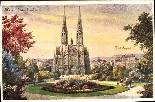 Künstler Ak Wien 9 Alsergrund Österreich, Votivkirche, Hotel Regina