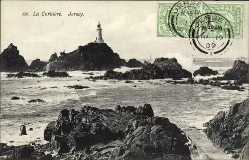 Ak Jersey Kanalinseln, Leuchtturm La Corbiere